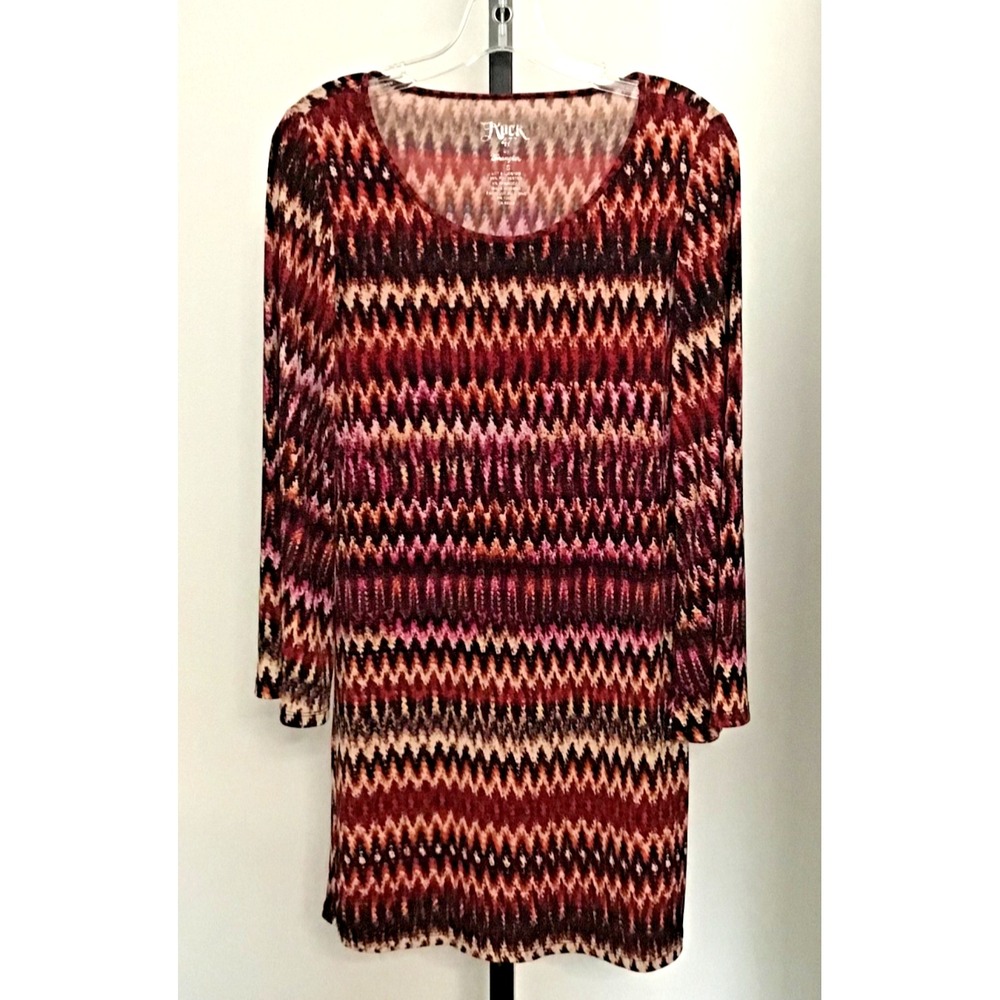 Wrangler Rock 47 Tunic Top Womens Small Pink Chevron Western Cowgirl Dress